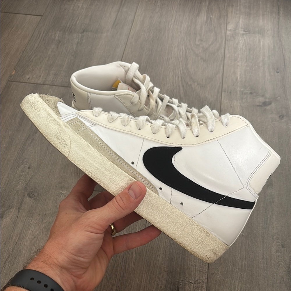 Nike White and Black High-Top Sneakers